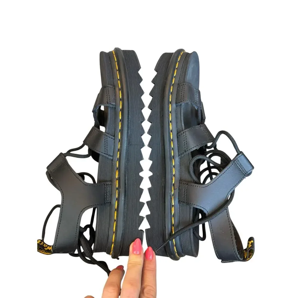 Dr. Martens Nartilla Gladiator Sandals Black Platform Lace-Up Women’s US 8 EU 39